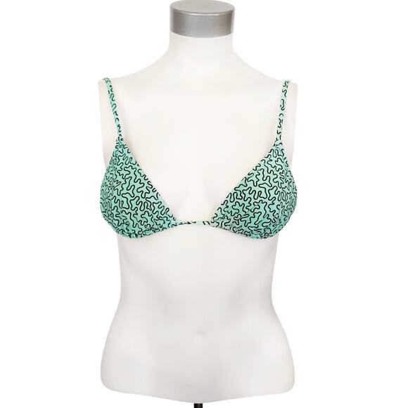 FISCH Coco Net Sustain coral print sea green triangle swim bikini top Size Small - Picture 1 of 6